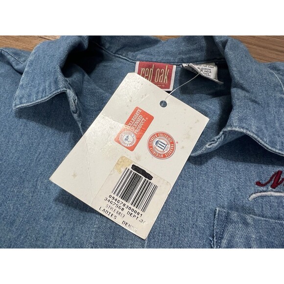 Mississippi State Bulldogs MSU Red Oak Blue Denim Button Shirt Large Long Sleeve - Picture 7 of 12